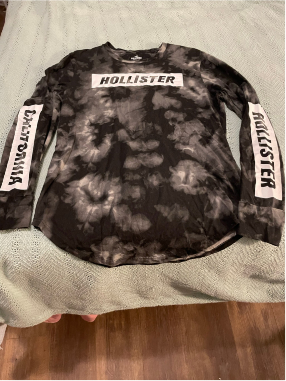 Hollister Long Sleeve Tee, Size M, Black and White Tie Dye